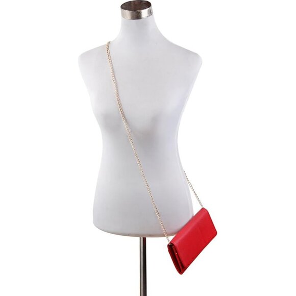 Faux Leather Bifold Cross Body Clutch Wallet - Gold - Picture 11 of 11